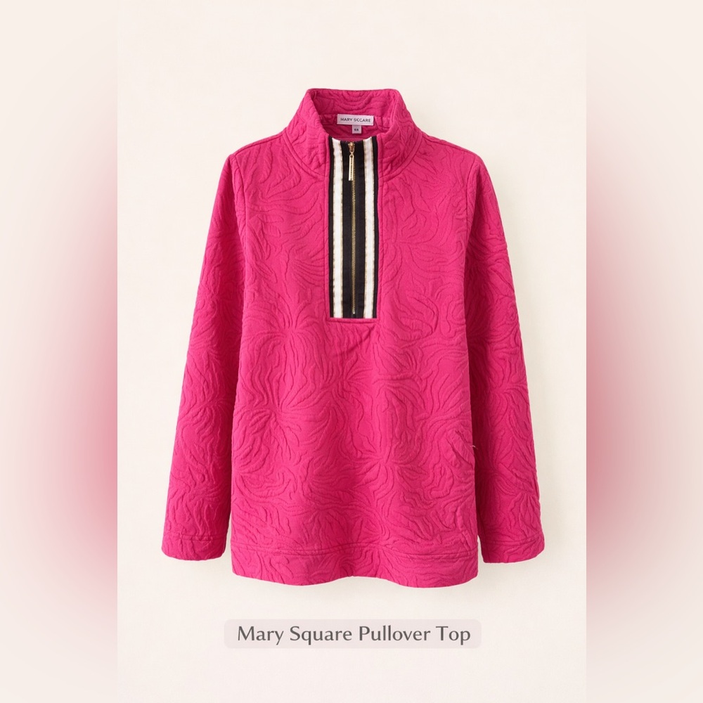 Mary Square Fuchsia Quilted Half-Zip Pullover
